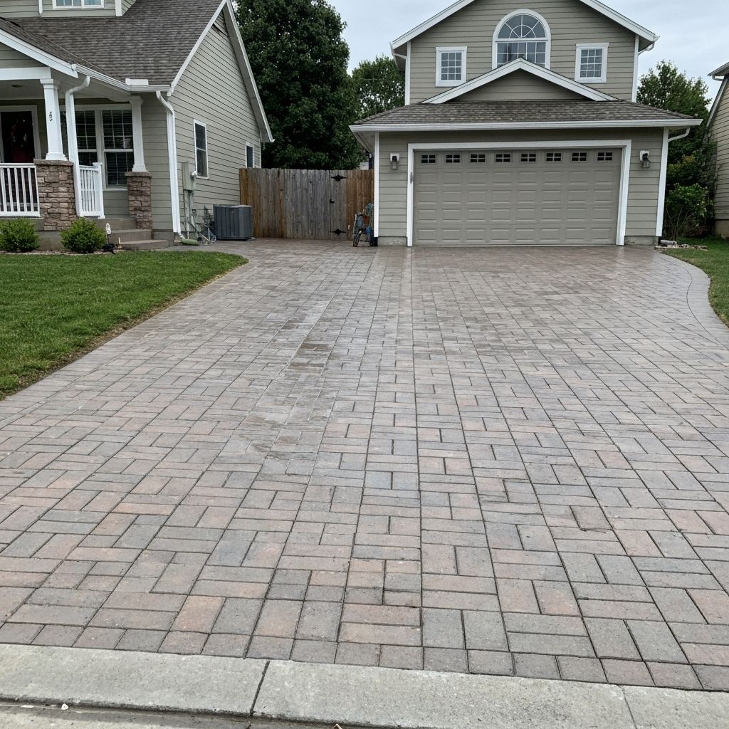 Clean driveway after pressure washing